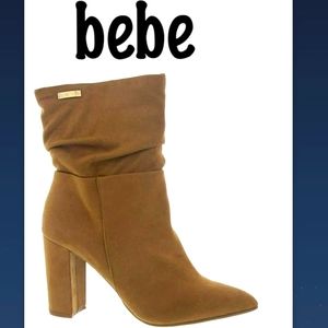 New Bebe Savita Tan Dressy Block Heel Boot Shoes